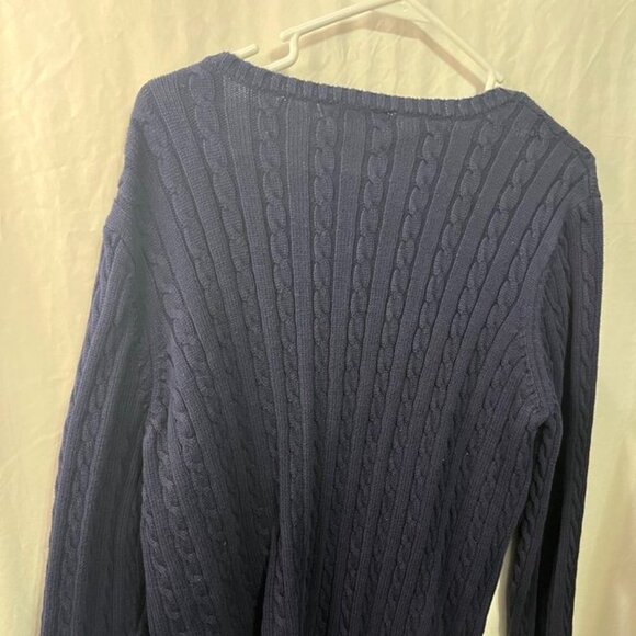 Lauren Ralph Lauren Cable Knit V-Neck Sweater – Navy (Size XL / 1X) - Picture 6 of 7